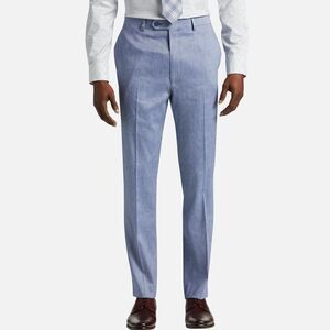 Calvin Klein Men's Slim Fit Linen-Blend Dress Pants Office Light‎ Blue 42/30